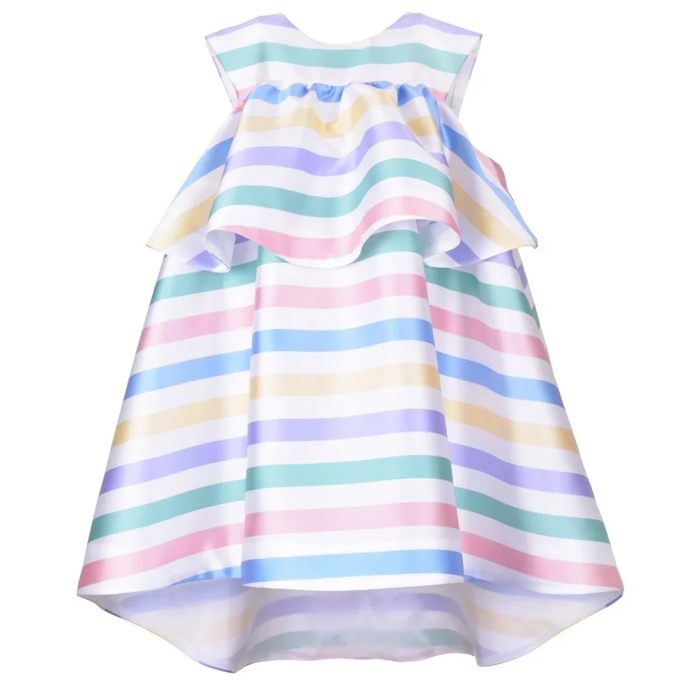 Hucklebones Striped Bow Trapeze Dress - Size 4Y